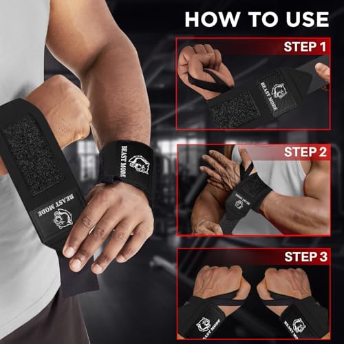 TECEUM Weightlifting 18" & 12" Wrist Wraps with Thumb Loop – Heavy Duty Wrist Workout Braces for Men and Women – Ideal for Powerlifting, Strength Training, Bodybuilding - color: Black, style: 18" – Beast Mode
