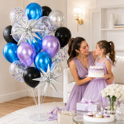 Outer Space Balloons, 12 Inch Purple and Black Balloon for Birthday Party - color: Black and Sliver, size: 30PC