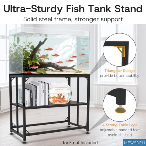 Fish Tank Stand, 40 Gallon Heavy Duty Metal Aquarium Stands, Reptile Tank, Turtle Tank, Breeder Tank Stand, 660LBS Capacity Terrarium Stand Rack with 2-Tier Storage Shelves (Black, 36.5"x18.5"x29.5") - color: Black, size: (40 Gallon)36.5"x18.5"
