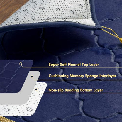 Muslim Prayer Rug with Tasbih Prayer Beads, Soft Memory Foam Prayer Matt Islam, Padded Islamic Prayer Mat Thick for Men and Women, Janamaz, Sajadah (25.6" x 43.3", Navy Blue) - color: Navy Blue