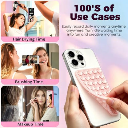 JingJinYY Anteel 2 Pack Double Sided Silicone Suction Cup Phone Case Mount, Hands-Free Strong Grip Silicon Phone Holder for Selfies and Videos, Non Slip Phone Accessories (Translucent) - color: Translucent