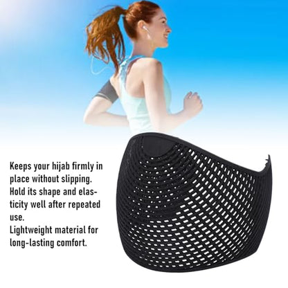 Bewinner Lightweight Hijab Under Scarf Base Layer | 2 Pack Non Slip Hair Grip Band Elastic Headband for Sports Black (Black) - color: Black