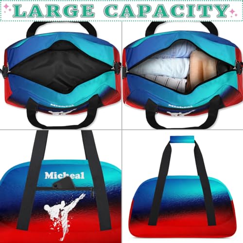 Personalized Martial Art Bag Duffel Bag for Girls, Custom Taekwondo Karate Bag Overnight Bags for Travel Weekender Practice White - color: Option 1