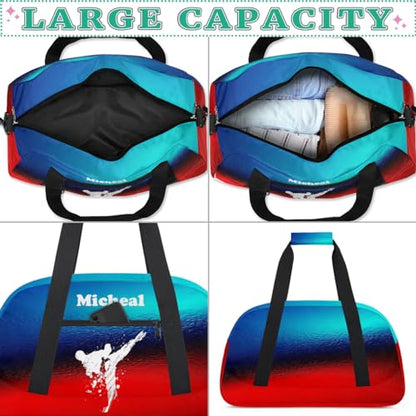 Personalized Martial Art Bag Duffel Bag for Girls, Custom Taekwondo Karate Bag Overnight Bags for Travel Weekender Practice White - color: Option 1