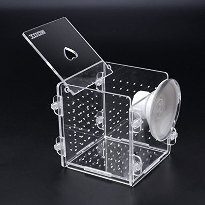 Fish Breeding Box Clear Acrylic Fish Isolation Boxes Aquarium Hatchery Incubator with Suction Cup for Newborn Shrimp