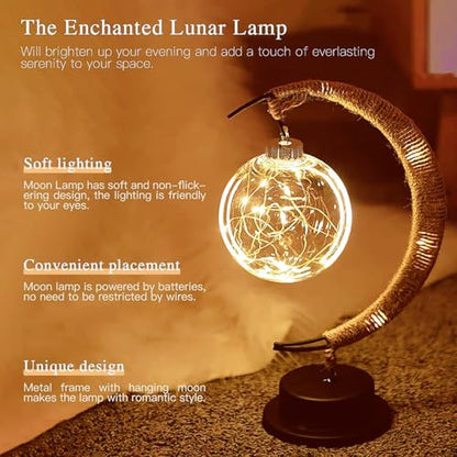 Iron Night Light, Magic Star Moon Light, LED Decorative Light for Parties, Weddings, bedrooms and Many Other Occasions, USB Port, 11 x 6 x 6 inches（Round Ball Warm） - style: Round Ball Warm 1