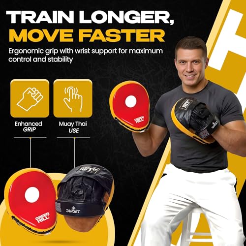 Green Hill Focus Mitts Boxing Pads - color: RED/YELLOW/BLACK
