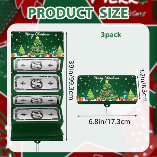 3 Pack Christmas Cash Gift Envelopes, Christmas Money Envelopes, DIY Cash Gift Card Holders Xmas with 10 Slots for Men Women Kids Birthday Xmas Party Supplies