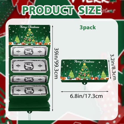 3 Pack Christmas Cash Gift Envelopes, Christmas Money Envelopes, DIY Cash Gift Card Holders Xmas with 10 Slots for Men Women Kids Birthday Xmas Party Supplies