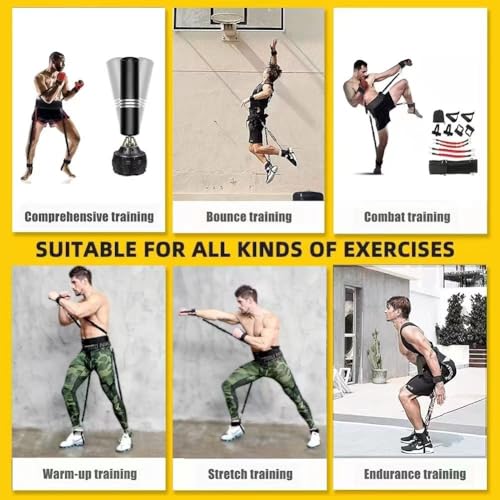 Boxing Resistance Bands, Full Body Physical Workout Trainer | Leg Strength and Agility Speed Trainer, Power Punch Pro for MMA, Volleyball Basketball Football Training Equipment