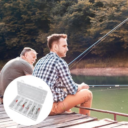 Styquenzer 2 Pack Tackle Box Organizer 6 Grids, Clear Plastic Fishing Tackle Box, Compartment Storage Box, Craft Organizer for Lure Bait Hooks Storage Screws Nail Pins(8.18×4.64×1.29inch)
