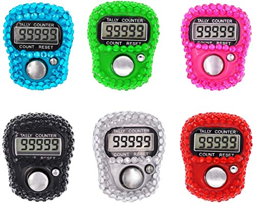 Finger Counter -Islamic Tasbih Bead- 5 Digital LED Electronic Handheld Tally Counter Clicker with Case Mechanical Manual Clicker Number Lap Tracker Counter - color: 6pcs Tall counter