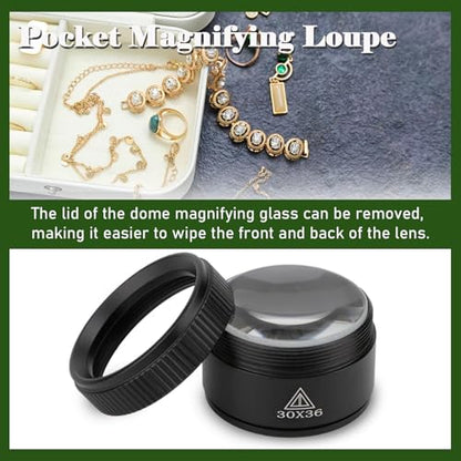 Rongon 30X Portable Jewelers Loupe Pocket Handheld Magnifier | Sturdy metal, loupe handheld magnifying glass for jeweler stamps maps antiques magazines books repair electronics (30X 36MM) - size: 30X36MM