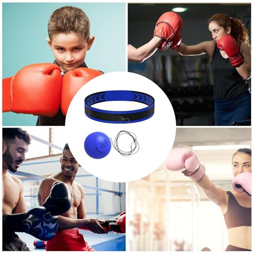 Boxing Reflex Ball Multifunctional Fun Effective Reaction Training | Kids Beginners Punching Headband for Adults Enthusiasts Families Friends Amateurs Lovers Fun Sports Activities - color: Blue ball