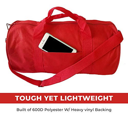 Impecgear Round Duffel Team Sports Equipment Bags, Travel Gym Fitness Bag. - color: Red