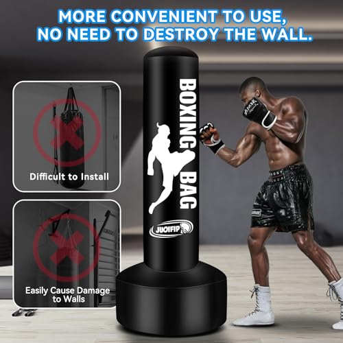 69'' Free Standing Punching Bag for Adults, Boxing Equipment Kicking Bag Inflatable Kick Boxing Bag with Stand for Training MMA Muay Thai Fitness