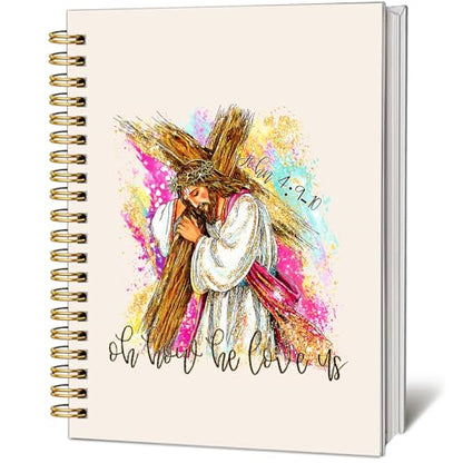 Jesus Cross Bible Journal, Christian Gifts for Women, Inspirational Hardcover Spiral Notebook, Religions Journaling for Church Notes Scripture Study Stationery Supplies 5.5x8.3 Inch - color: Jesus Cross