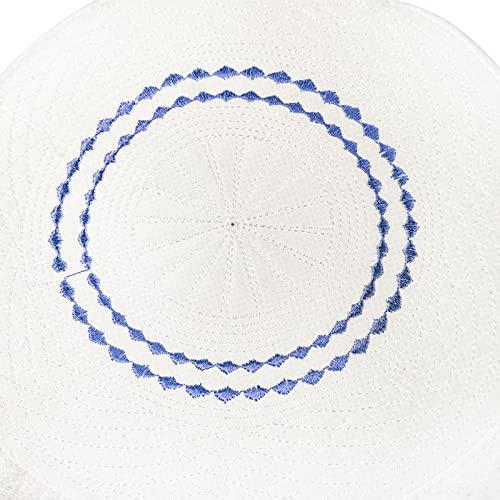 RUIXIA Men Boys Muslim Prayer Kufi Hat Skull Cap Embroidery Islam Kufi Headware takke Praying Beanie Hat Kofia Topi Hat - color: Blue-adult