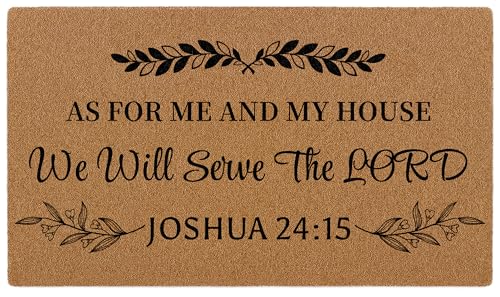 As for Me and My House We Will Serve the Lord Welcome Front Doormat， Christian Door Mat Indoor Outdoor Entrance, Rustic Bible Verse Artificial Coir Religious Rugs for Patio Entry Decor 30x17in - color: Serve the Lord