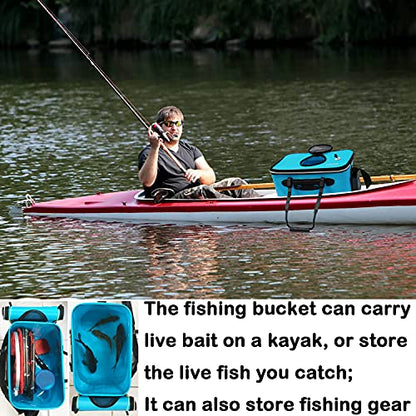 Grneric Fishing Bucket, 6Gallon/8Gallon/10Gallon Foldable Fish Bucket,Live Fish Container Multi-Functional Live Fish Bait Bucket,Outdoor Camping EVA Fishing Bag and Fish Protection Bucket - color: 38l/10gallon(blue)