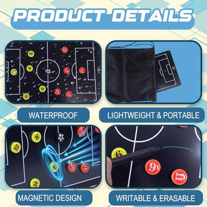 Soccer Coaching Board,Magnetic Electronic 16in LCD Coaching Board,Soccer Tactical Equipment Set,with Stylus Pen,27Pcs Tactical Magnetic Chess,Storage Bag,Soccer Training Equipment