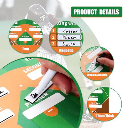 AOLEBA Baseball Lineup Board for Dugout,Dry Erase Magnetic Metal Baseball Clipboard for Coaches - style: Horizontal - Brown