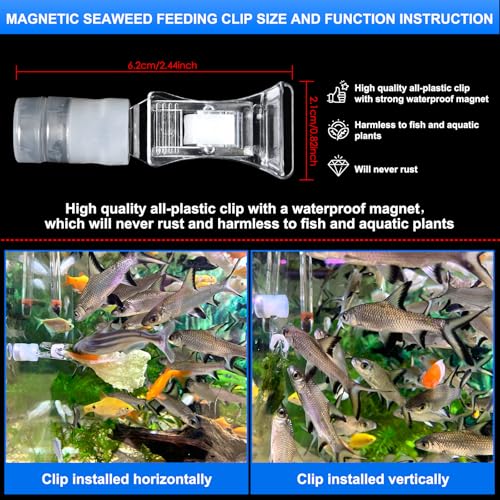 Waterproof Magnetic Seaweed Clip for Saltwater Fish Feeding nori Clip Aquariums Magnet Veggie Feeder Plant clamp Fish Accessories—Patented Product (1pcs Magnetic Veggie Clip) - size: 1pcs magnetic veggie clip