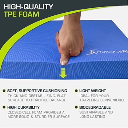 ProsourceFit Exercise Balance Pad, Non-Slip Cushioned Foam Mat & Knee Pad for Fitness and Stability Training, Yoga, Physical Therapy - color: Blue, size: L - (15.5" x 12.75")