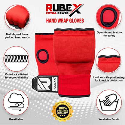 Slip on Boxing Hand Wraps Padded Thick Knuckle Inner Gloves 36 inches Elastic Wrist Strap Quick Wrap Under Mitts for Martial Arts, Muay Thai, MMA, Kickboxing Men Womem - color: Red, size: Small