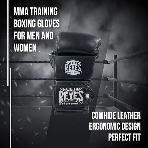 CLETO REYES Black Mamba MMA Training Boxing Gloves for Men and Women, Cowhide Leather, Black - size: Large