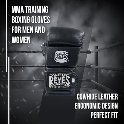 CLETO REYES Black Mamba MMA Training Boxing Gloves for Men and Women, Cowhide Leather, Black - size: Large
