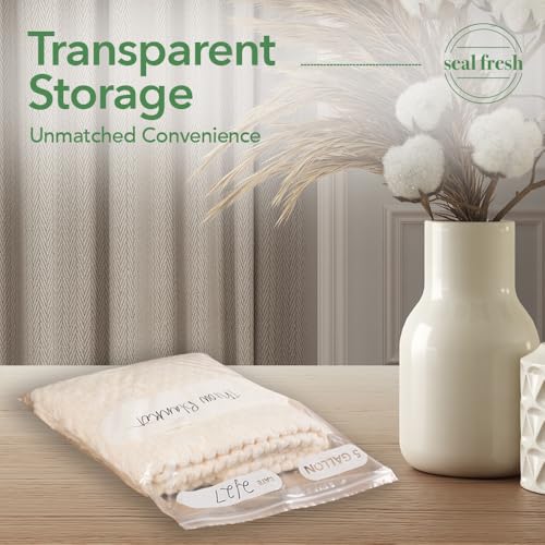 Seal Fresh 5 Gallon Large Plastic Storage Bags – 18" x 24" (15 Count) – Reusable XXL Extra Large Clear Jumbo Zip Bags with Sealable Zipper Top For Clothes, Travel, Moving - size: 5 Gallon - 15 Pack