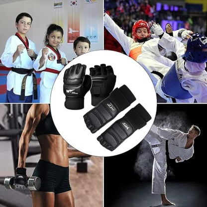 Taekwondo Sparring Gear Set with Shoes and Gloves, Karate Hand and Foot Protectors for Boxing and Kickboxing, Wrist Wraps and Ankle Support Gear for Men, Women, and Kids Training - size: X-Large