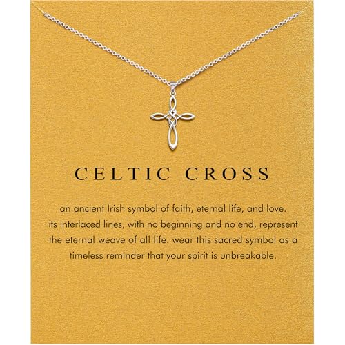 Dainty Silver Necklace for Women - Ankh Jesus Horse Celtic Cross Necklace for Women, Dainty Charm Spider Christian Gifts for Friends Sister Mom, Birthday, Christmas, Mother's Day, Graduation Gifts - style: Celtic Cross