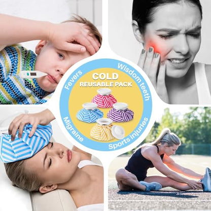 Honoson 4 Pack Reusable Ice Pack for Injuries, Ice Bags Hot Water Bag for Hot & Cold Pain Relief No-Leak Elastic Breathable for Muscle, Joint Pain Swelling, Sports & Home Use(Stripes Style) - style: Stripes Style