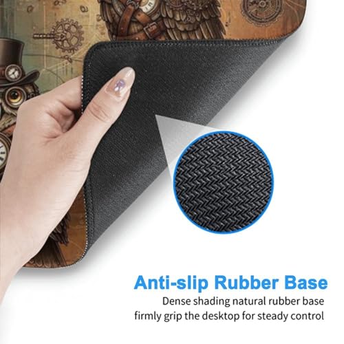 Oversized Gaming Desk Mat Retro Steam Punk Bird Steampunk Owl, Non Slip Rubber Bottom Mouse Pad Fit Laptop Keyboard Setup - color: Pattern (153), size: 29.5L x 15.8W inches