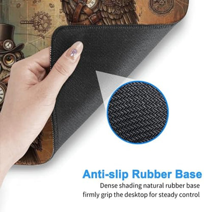 Oversized Gaming Desk Mat Retro Steam Punk Bird Steampunk Owl, Non Slip Rubber Bottom Mouse Pad Fit Laptop Keyboard Setup - color: Pattern (153), size: 29.5L x 15.8W inches