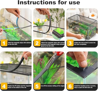 Fish Tank Lid Mesh Screen Netting, Mesh to Protect Jumping Out of Fish Tank, Adjustable Size for Aquarium Screen Top Cover - size: 30x18cm/11.81x7.09"