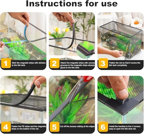 Fish Tank Lid Mesh Screen Netting, Mesh to Protect Jumping Out of Fish Tank, Adjustable Size for Aquarium Screen Top Cover - size: 60x35cm/23.62x13.78"