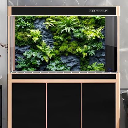 Rock Wall Reptile Habitat Background Greenery-Infused Room Vertical Moss Wall Terrarium Background Nature's Embrace Tropical Green Plants Fish Tank Background Moss Wall Aquarium Background 24x12in - color: Green, size: 24(W)x12(H)in
