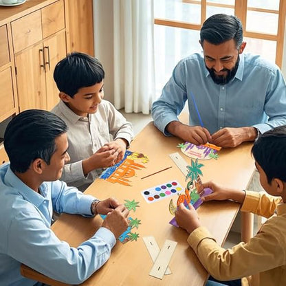 MUOUAKATE 6 Pcs Wooden Ramadan and Eid Crafts Kit, Paint Your Own Ramadan Activities for Boys Girls Ages 3-10 11 12, Ramadan Gifts for Ramadan Eid Party Supplies Class Home Table Decoration