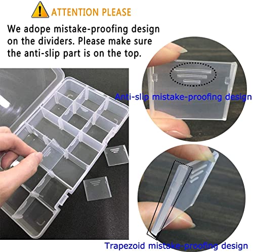 Qualsen Bead Organizer Box with Adjustable Dividers, 18 Girds, 3 Pack | Plastic Organizer Box with Dividers, Ideal as a Tackle Boxs for Beads, Jewelry, Crafts, Screws, Small Parts and More - size: 18 Gird-3pcs