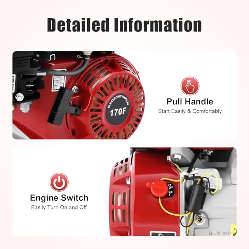 4-Stroke 7.5HP Gas-Powered Engine, 212CC Gas Powered Engine with Large Fuel Tank High-Precision Carburetor and Low Oil Alarm Light, Forced Air Cooling System Pull Start Portable Gas Engine - size: 7.5HP 212CC RED