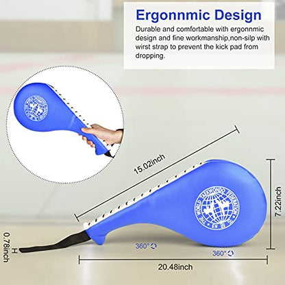 Taekwondo Kick Pads 2PK, Karate Martial Arts Training Equipment Kicking Target Pad, Double Strike Boxing Pads for Kids Youth Adult (Blue&Red)