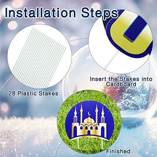 14 Sets Eid Mubarak Yard Sign Ramadan Yard decor Moon Lantern Star Outdoor Lawn Decorations Islamic Celebration Sign with Stake for Eid Mubarak Party Supplies, 12 x 14 In, 14 x 14 In, Single Sided