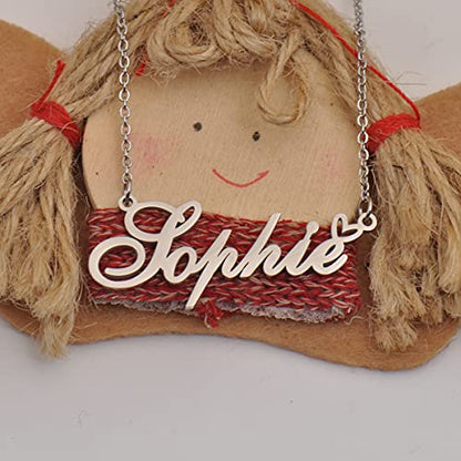 HUAN XUN 맞춤형 맞춤 제작 여성용 목걸이 골드 실버 | 18k Gold Plated Nameplate Heart Pendant,Adjustable Delicate Chain,Personalized Gifts for Mother Day Christmas Birthday - color: Briana - 실버