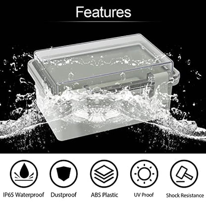 ABS Plastic Dustproof Waterproof IP65 Junction Box Hinged Shell Universal Electrical Project Enclosure Gray, with PC Transparent Clear Cover 5.9 x 3.9 x 2.8inch(150 x100 x70mm), 2 Pack - size: 5.9" x 3.9"x 2.8" (2pc)