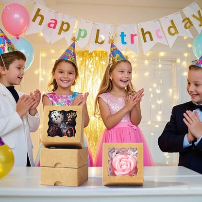 3.2" x3.2" x1.5" 50PCS Mini Bakery Boxes with Window Party Favors&Gifts - color: Brown