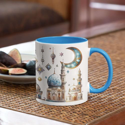 Customized Name Ramadan Coffee Cup, Custom Sparkling Islamic Mosque Mug, Personalized Religious Holiday Full Wrap Cup, Muslim Festivals White Ceramic Mug 11oz 15oz, Gift For Women Men - color: XUA-1124-3654-Islamic Mosque Mug