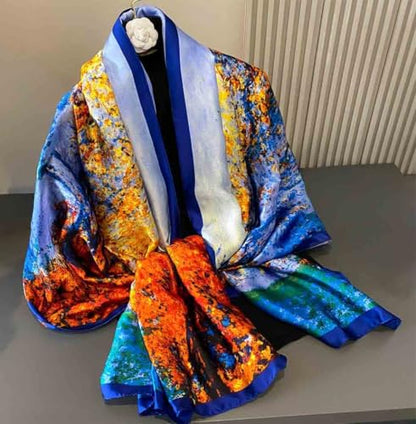 Xyueanlo Scarfs for Women Lightweight Scarves Fashion Print Floral Pattern Head Scarf Wraps Shawls - color: Flower Blue Green Yellow
